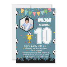 Personalised Boys Soccer Birthday Invitation Card