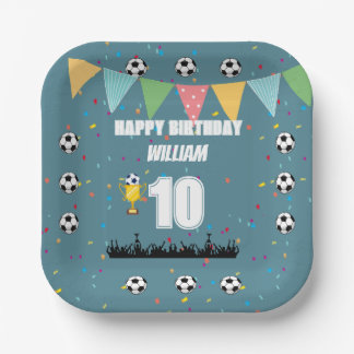 Personalised Boys Soccer Birthday Party Plates
