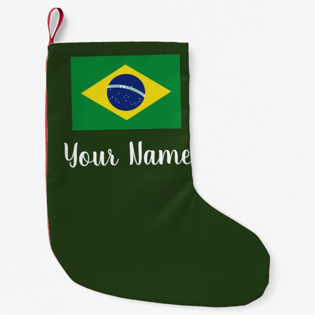 Personalised Brasilian flag Christmas stocking (Front)