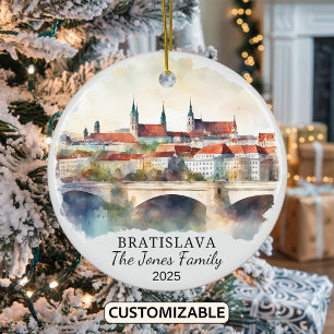 Personalised Bratislava Ornament, Slovakia Gift Ceramic Ornament