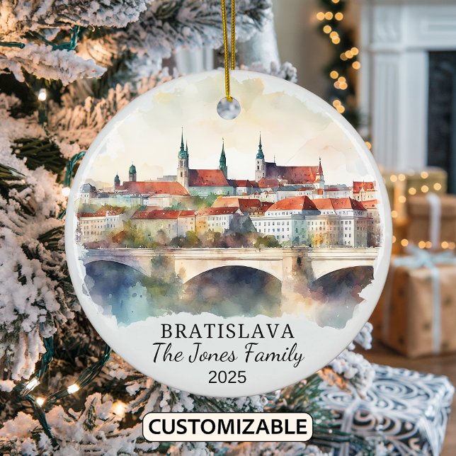 Personalised Bratislava Ornament, Slovakia Gift Ceramic Ornament (Creator Uploaded)