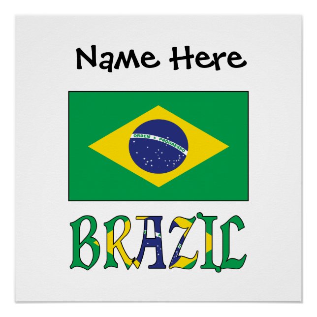 Personalised Brazil Flag Poster (Front)