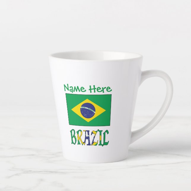 Personalised Brazil Flag Small Latte Mug (Right)