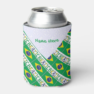 Personalised Brazil Flag Tiled Can Cooler