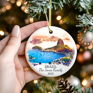 Personalised Brazil Ornament, Brazil Gift Ceramic Ornament