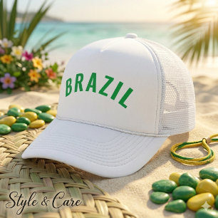 Personalised Brazil Text Bold Trucker Hat Design