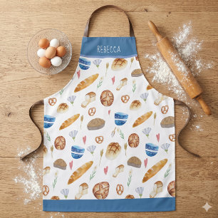 Personalised Bread & Bakery Watercolor Pattern Apron