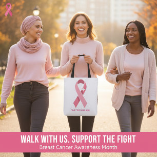 Personalised Breast Cancer Awareness Pink Ribbon Tote Bag