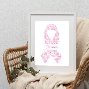 Personalised Breast Cancer Ribbon Wall Art