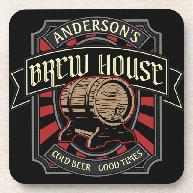 Personalised Brew House Label Beer Brewing Bar Pub Coaster (Front)