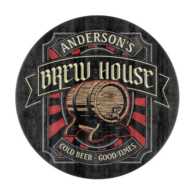 Personalised Brew House Label Beer Brewing Bar Pub Cutting Board (Front)