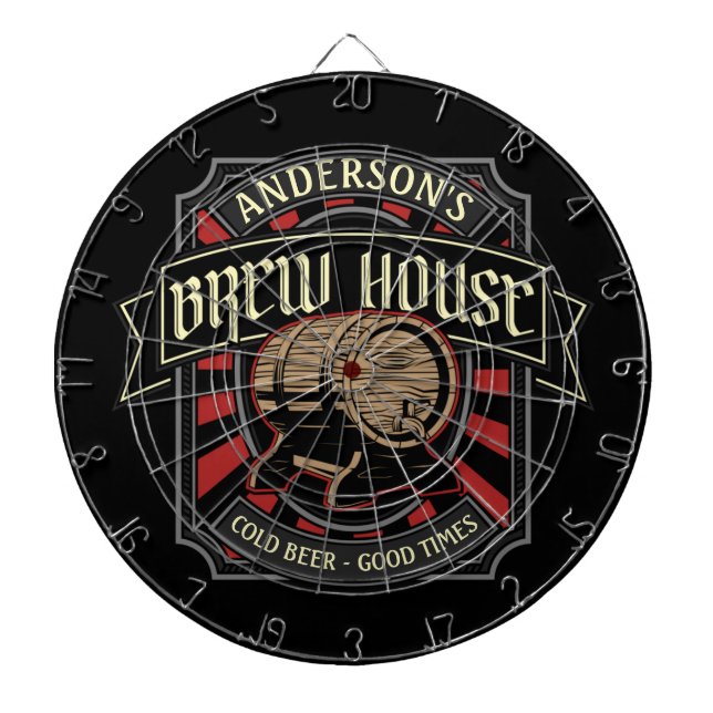 Personalised Brew House Label Beer Brewing Bar Pub Dartboard (Front)