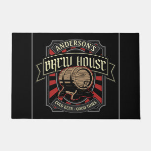 Personalised Brew House Label Beer Brewing Bar Pub Doormat