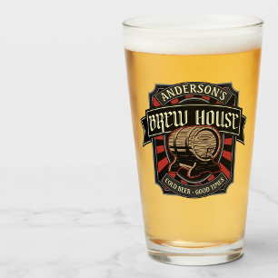 Personalised Brew House Label Beer Brewing Bar Pub Glass
