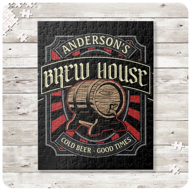 Personalised Brew House Label Beer Brewing Bar Pub Jigsaw Puzzle (Creator Uploaded)
