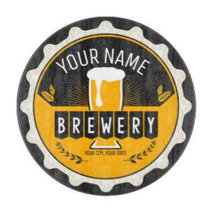 Personalised Brewery Beer Bottle Cap Bar Cutting Board