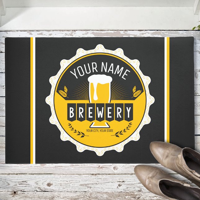 Personalised Brewery Beer Bottle Cap Bar Doormat (Creator Uploaded)