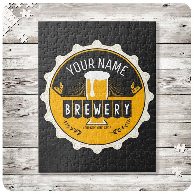 Personalised Brewery Beer Bottle Cap Bar  Jigsaw Puzzle (Creator Uploaded)