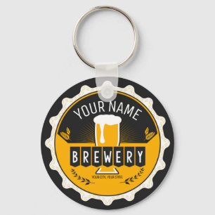 Personalised Brewery Beer Bottle Cap Bar Key Ring