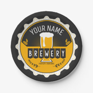 Personalised Brewery Beer Bottle Cap Bar Paper Plate