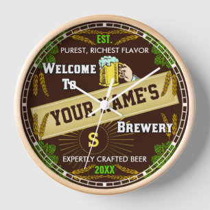Personalised Brewery Welcome: Hops Barley Beer Clock