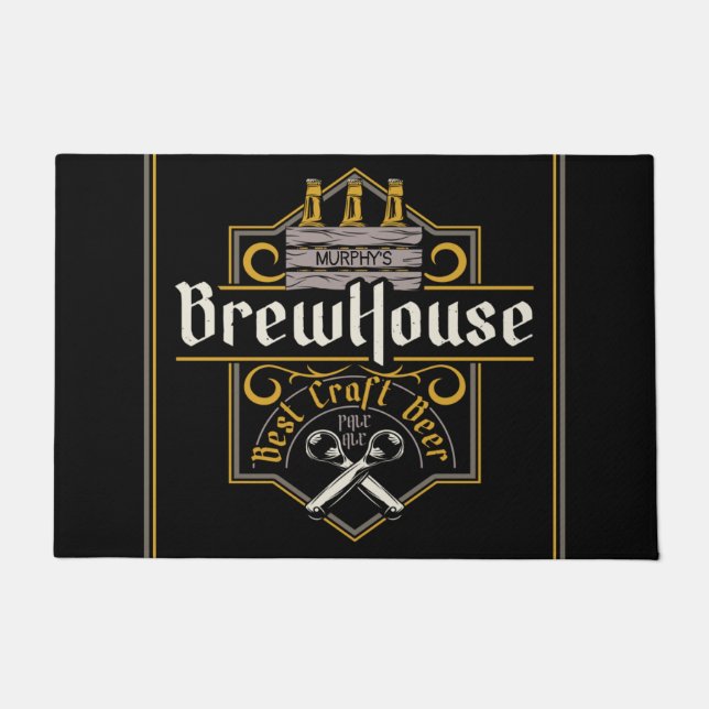 Personalised BrewHouse Best Craft Beer Ale Bar Doormat (Front)