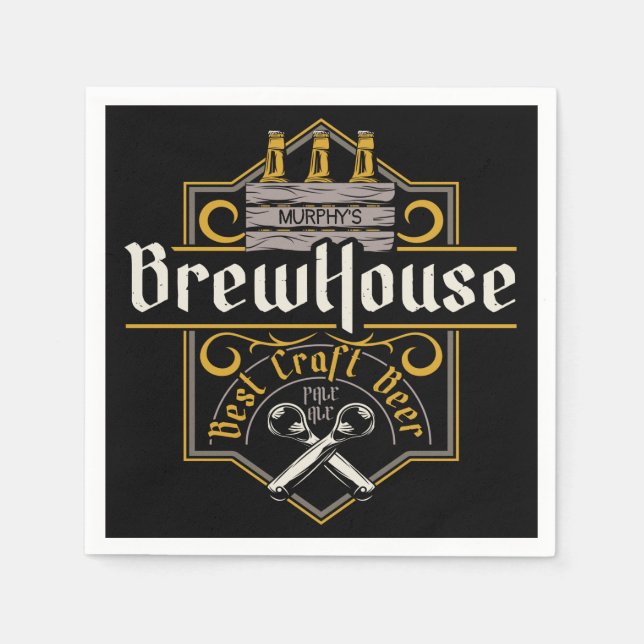 Personalised BrewHouse Best Craft Beer Ale Bar  Napkin (Front)