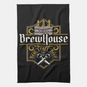 Personalised BrewHouse Best Craft Beer Ale Bar  Tea Towel