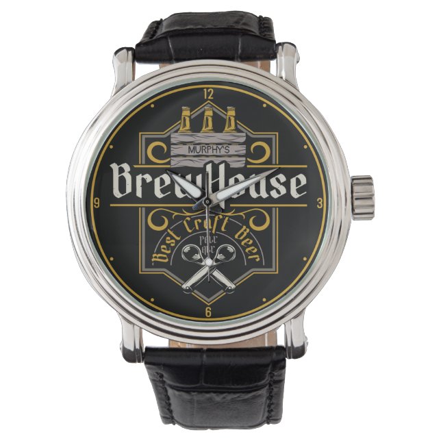 Personalised BrewHouse Best Craft Beer Ale Bar Watch (Front)