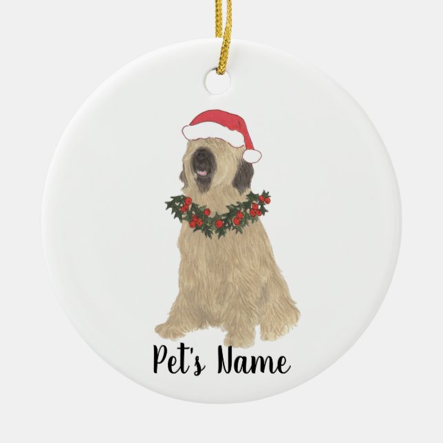 Personalised Briard Christmas Ceramic Ornament (Front)