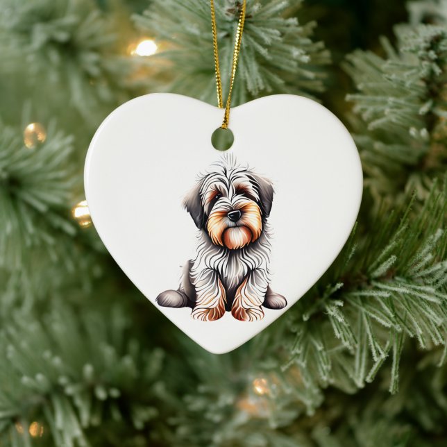 Personalised Briard Puppy Ceramic Ornament (Tree)