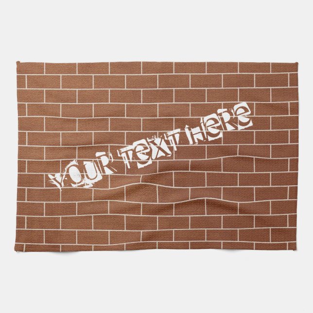 Personalised Brick Wall Kitchen Towel Custom Text (Horizontal)