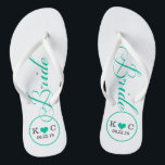 Personalised Bridal (aqua) Thongs<br><div class="desc">Fun,  custom white and aqua blue bridal wedding flip flops.</div>
