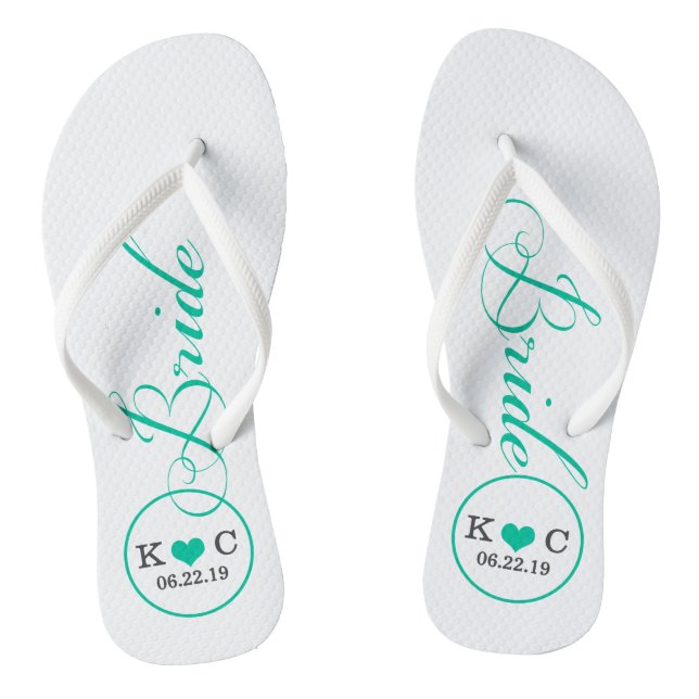 Personalised Bridal (aqua) Thongs (Footbed)