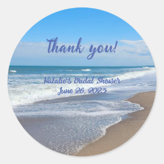 Personalised Bridal beach scene thank you Sticker