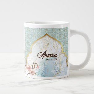 Personalised Bridal Coffee Mug – Light Blue & Gold