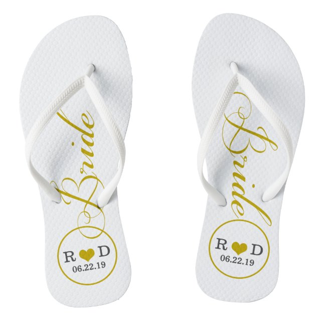 Personalised Bridal (gold) Thongs (Footbed)