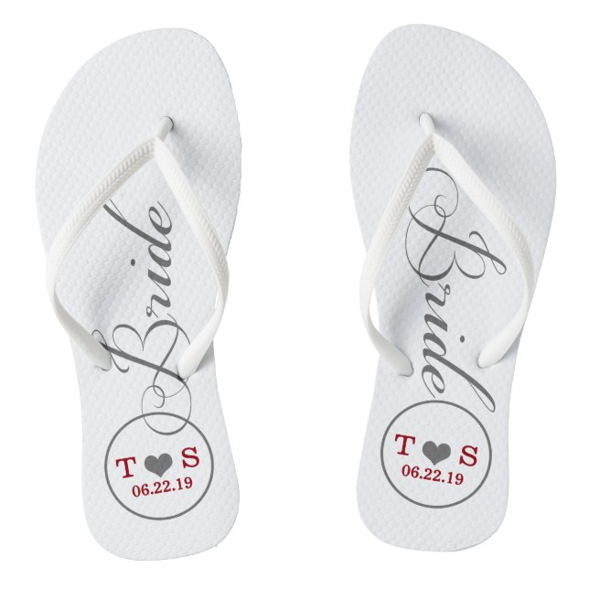 Personalised Bridal (grey/red) Thongs (Footbed)