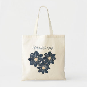 Personalised Bridal Party Gift Blue Floral Tote Bag