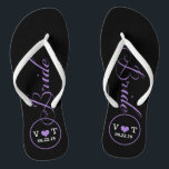 Personalised Bridal (purple) Thongs<br><div class="desc">Fun,  custom black and purple bridal wedding flip flops.</div>