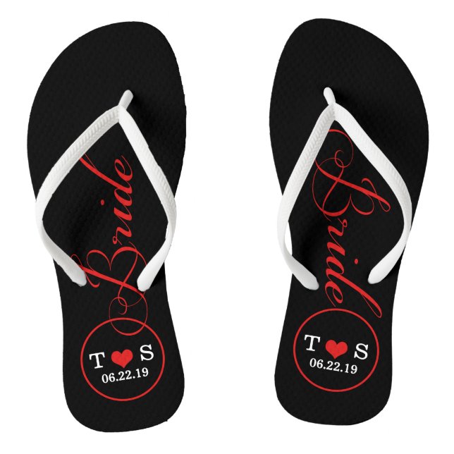 Personalised Bridal (red) Thongs (Footbed)