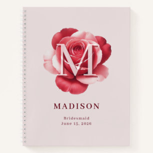 Personalised Bridal Rose Name Wedding Date Notebook