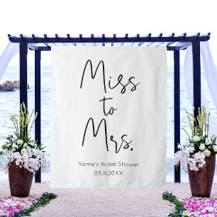 Personalised Bridal Shower Backdrop Miss To Mrs. Tapestry