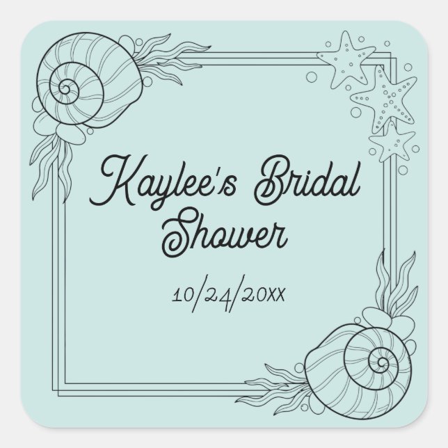 Personalised bridal shower Beachy stickers (Front)