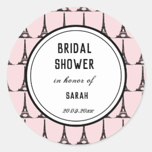 Personalised Bridal Shower Eiffel Tower Paris Classic Round Sticker