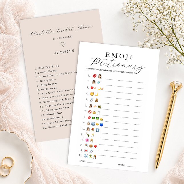 Personalised Bridal Shower Emoji Pictionary Game (EMOJI Pictionary)