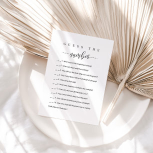 Personalised Bridal Shower Game - Guess the Number Invitation