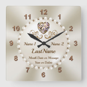 Personalised Bridal Shower Gifts for the Bride, Square Wall Clock