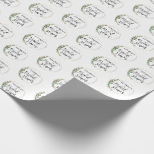 Personalised Bridal shower Green Wreath  Wrapping Paper