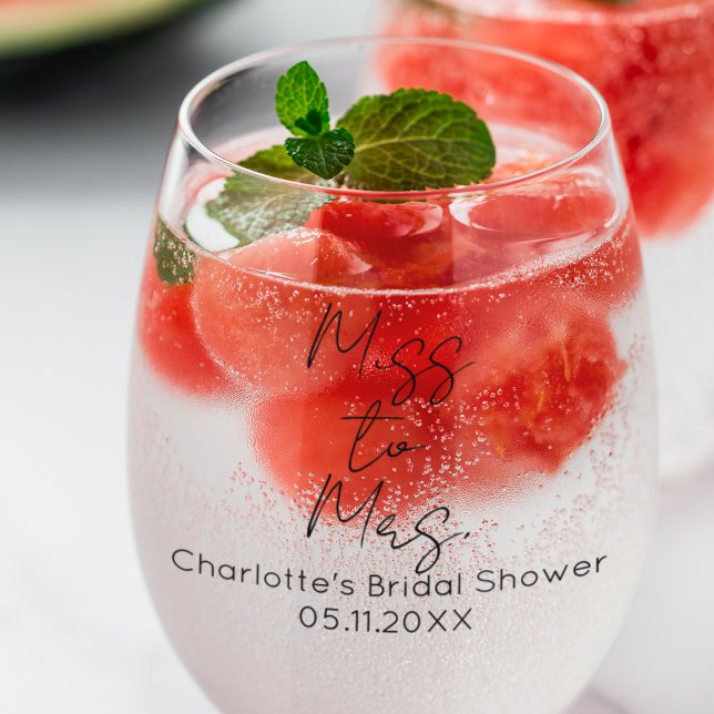 Personalised Bridal Shower Miss To Mrs Stemless Wine Glass (Personalized Bridal Shower Miss To Mrs Stemless Wine Glass
)